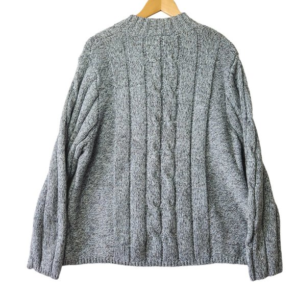 Relativity Womens Blue Black Cable Knit Cotton Half Zip Pullover Sweater Size 3X - Picture 2 of 11